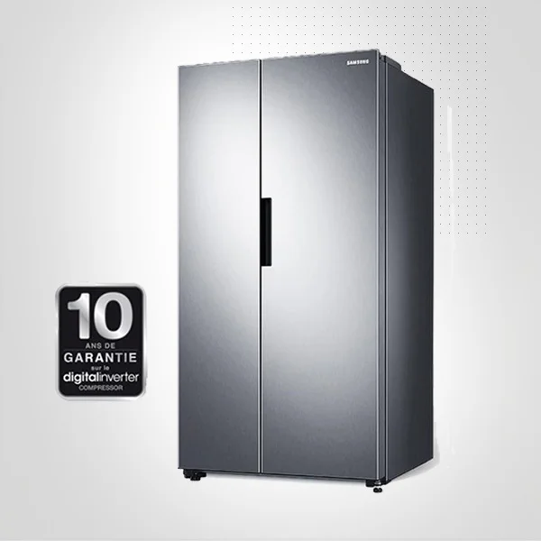 frigo milti portes RS66A8100S9 nofrost silver RÉFRIGÉRATEUR SAMSUNG SIDE BY SIDE 652 LITRES NOFROST SILVER – Image 1