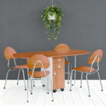 PACK SALLE A MANGER RABATTABLE A TIRROIR 160 CM x 80 CM + 6 CHAISES FAMILIA