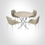 PACK TABLE RONDE PVC +4 CHAISES CONFORT