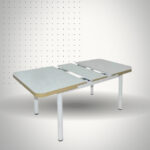 TABLE EXTENSIBLE TULIPE TAUPE/BLANC L:160/130,P:80,H:80cm