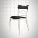 CHAISE AMIRAL LOSANGE ROTIN BLANC AVEC COUSSIN NOIR