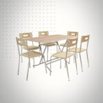 PACK TABLE PLAINTE 120X80 PVC TAUPE BRILLANT+6CH CITY GEREGE