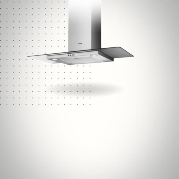 HOTTE DECORATIVE 90CM INOX + VITRE FOCUS