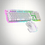 Pack Gamer Sans Fil Clavier Semi Mécanique + Souris SOG ULT600 RGB Blanc