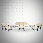 SALON CENTRAL PARK 5P "DIVAN 3P+2F1P+TABLE CP" NOIR/GREGE