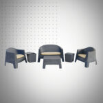 SALON MONACO 6PLACES (2TABOURETS_COFFRES) GRIS