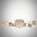 SALON CARTHAGE 4P + 2 TABLE COFFRE BRUN