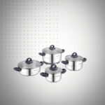 A1087 Set De 8 Pièces KORKMAZ Hera Induction Inox -Noir