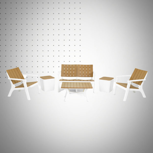 SALON CENTRAL PARK 6PLACES BOIS (2TABOURETS_COFFRES)
