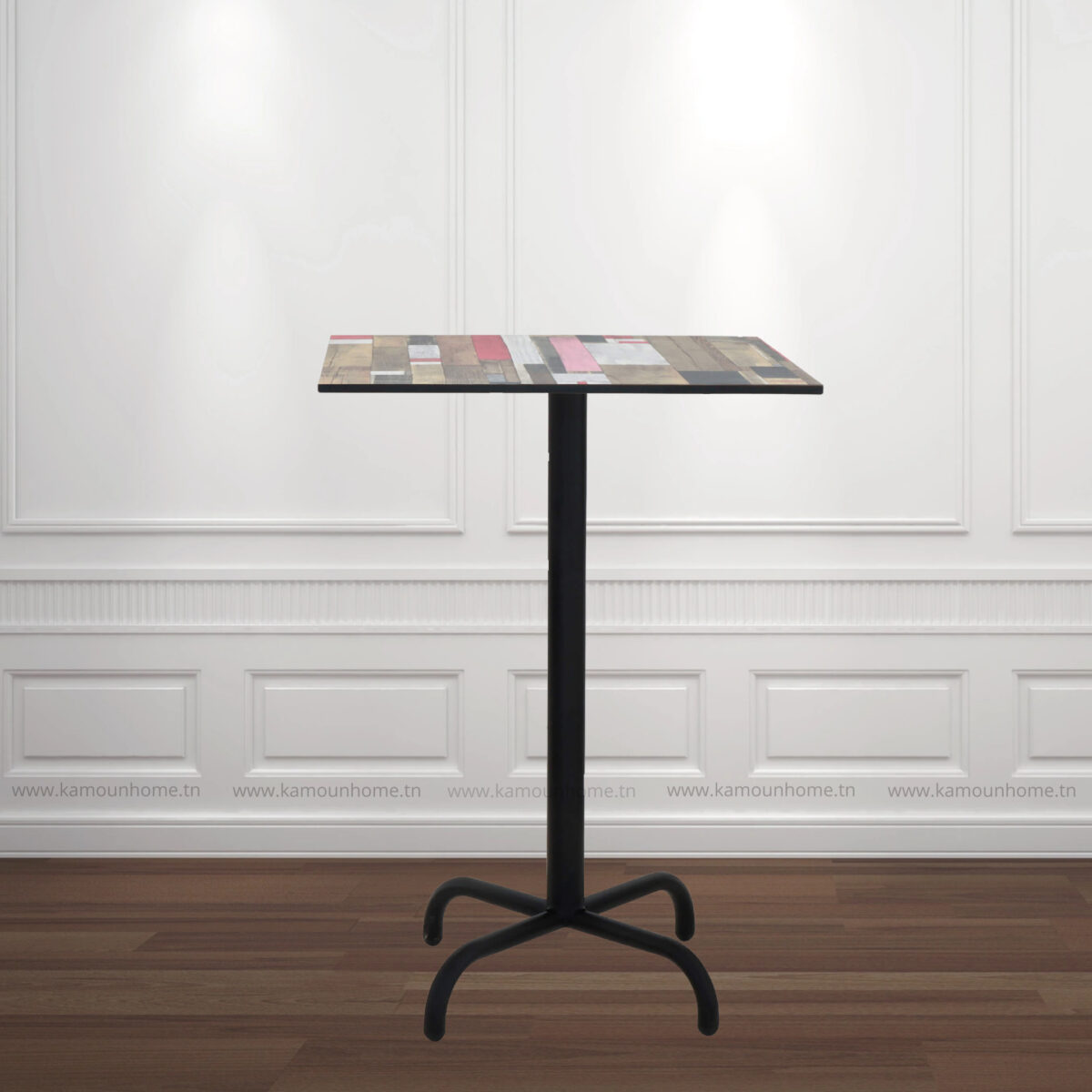 TABLE HAUTE 80X80 WZ SOCLE METALLIQUE EN TUBE ROND D25mm - Image 1