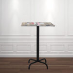 TABLE HAUTE 80X80 WZ SOCLE METALLIQUE EN TUBE ROND D25mm