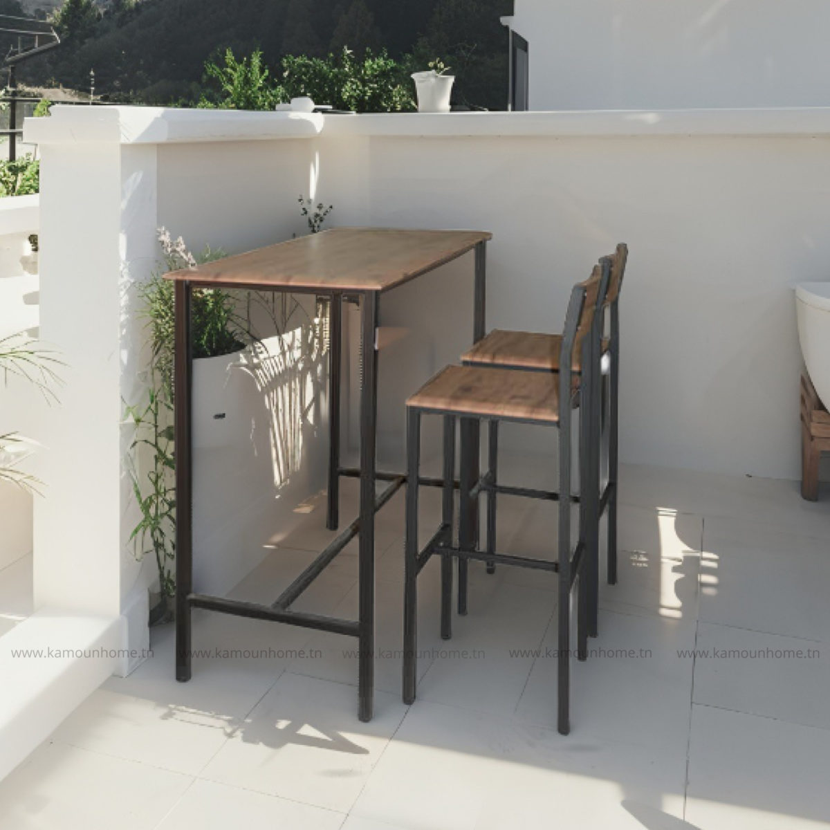 alba (1) TABLE HAUTE ALBA SOCLE NOIR - Image 1