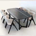 TABLE SALLE A MANGER  ATLANTA TOP BOIS SAHARA SOCLE EN BOIS NOIR - Image 2