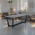 TABLE SALLE A MANGER  ATLANTA TOP BOIS SAHARA SOCLE EN BOIS NOIR