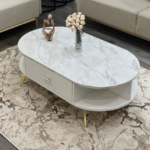 TABLE BASSE RIVA MARBRE SOCLE DORE