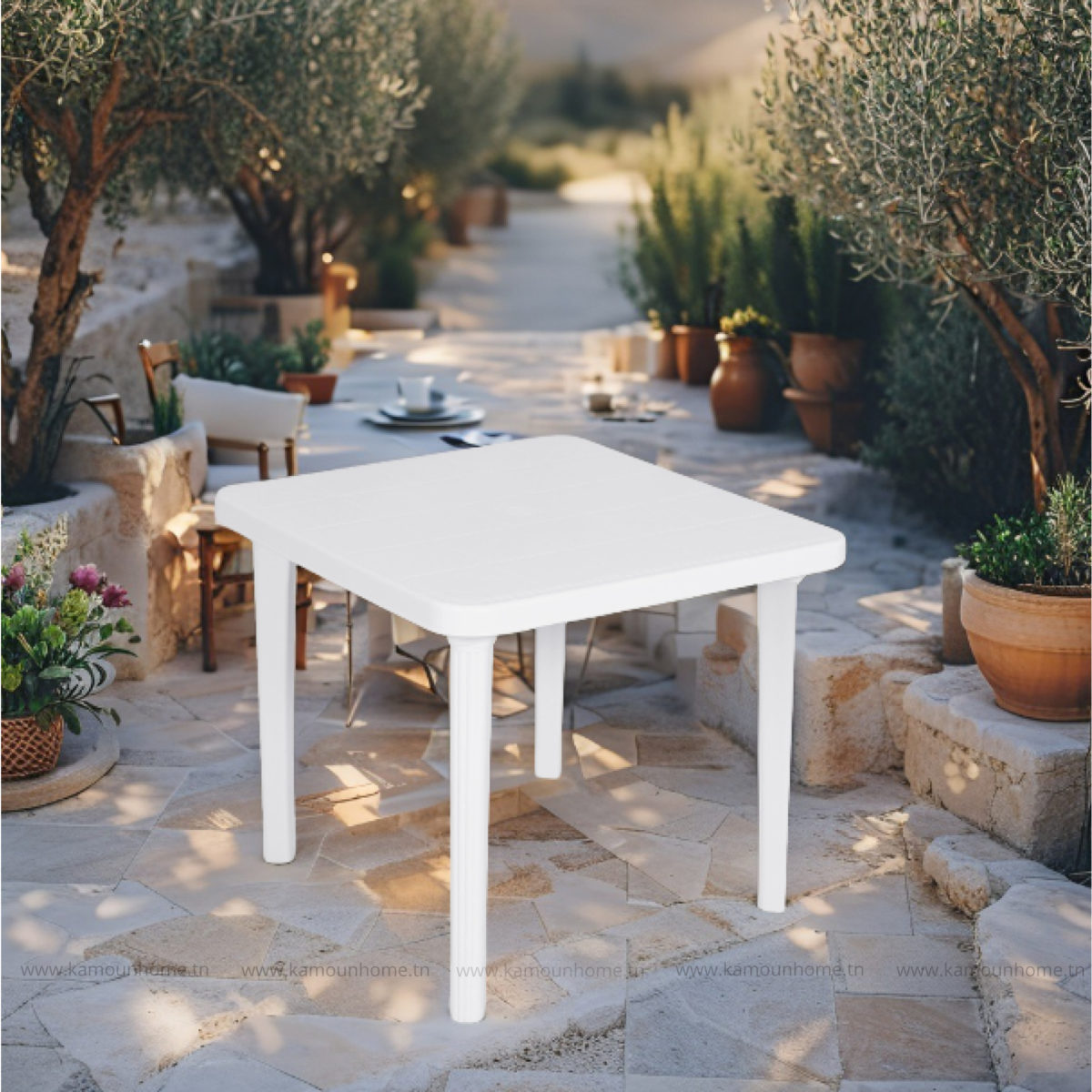 table basma TABLE CARREE 80*80 BASMA HAMMAMET BLANC - Image 1