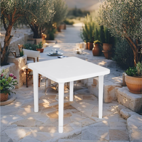 TABLE CARREE 80*80 BASMA HAMMAMET BLANC