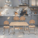 PACK TABLE PLIANTE 100X80+04 CHAISES FAMILIA PVC CHENE BRUT