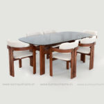 PACK TABLE PODIUM VERRE FUME+6 CHAISE ORION