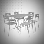 PACK TABLE PLIANTE  120*80 PVC GRIS +06CH CITY GRIS ALUMINIUM