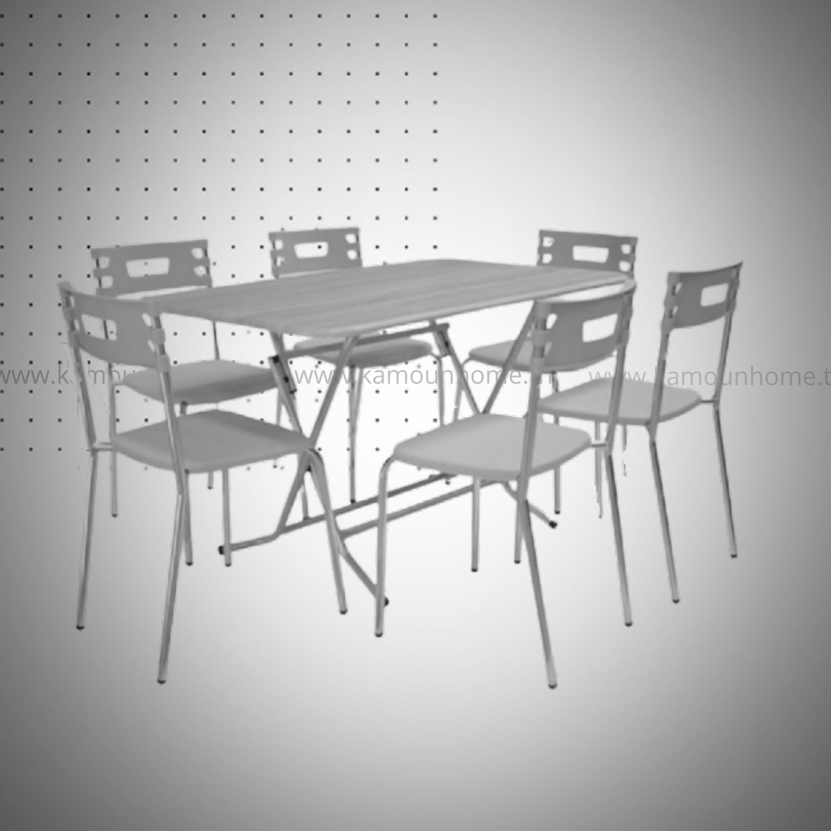 PACK GRIS PACK TABLE PLIANTE 120*80 PVC GRIS +06CH CITY GRIS ALUMINIUM - Image 1