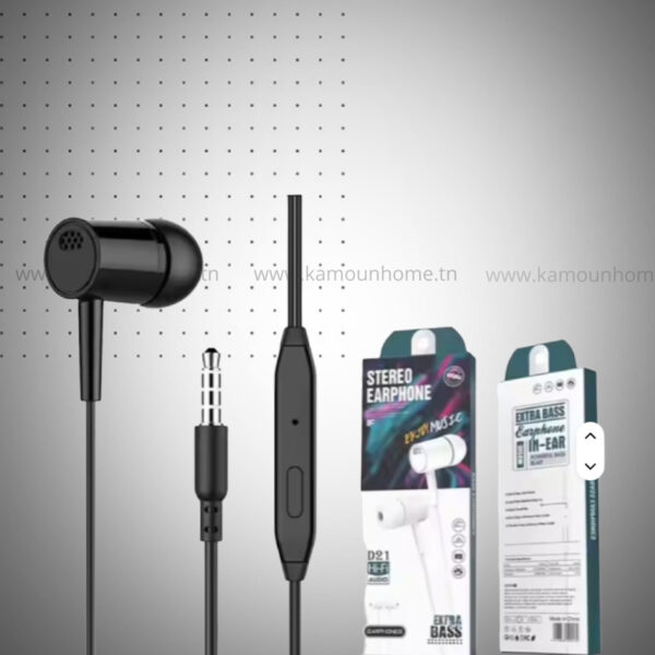 3.5mm casque filaire D21 dans l'oreille casque filaire écouteurs avec microphone basse stéréo écouteurs sport contrôle en ligne pour téléphones