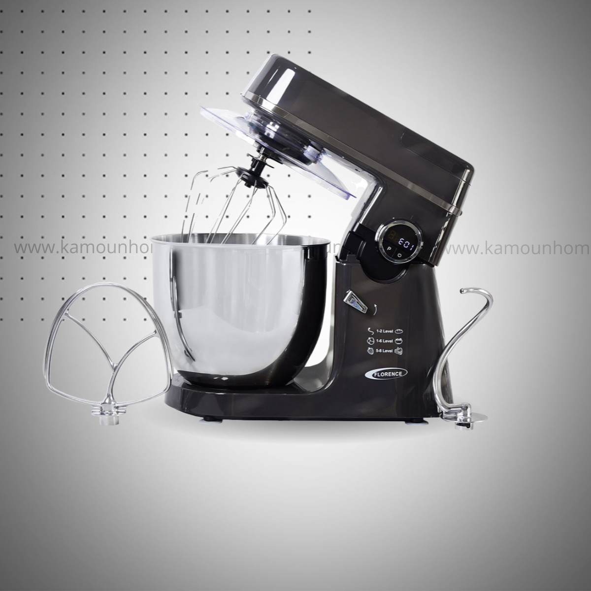Robot Pétrin Florence Avec Bouton Afficheur 12L 2000W Gris Charbon Robot Pétrin FLORENCE FM166 – 12 Litres – 2000W - Gris - Image 1