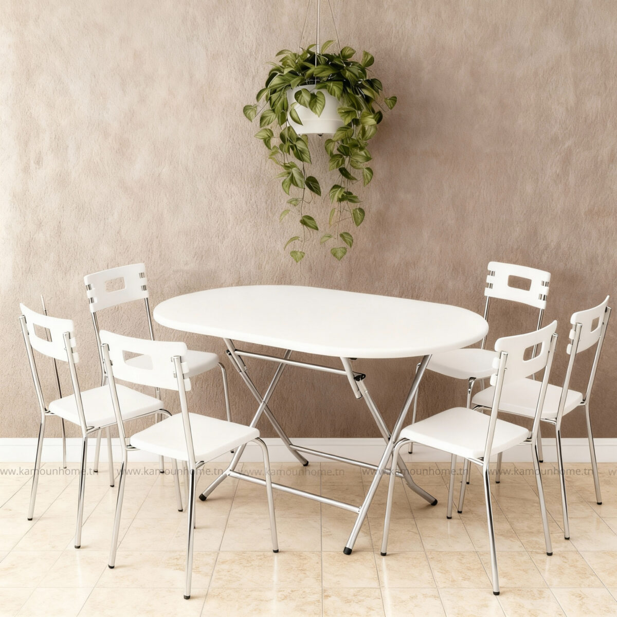 PACK TABLE PLIANTE OVALE 146X94 PVC +06 CH CITY - Image 1