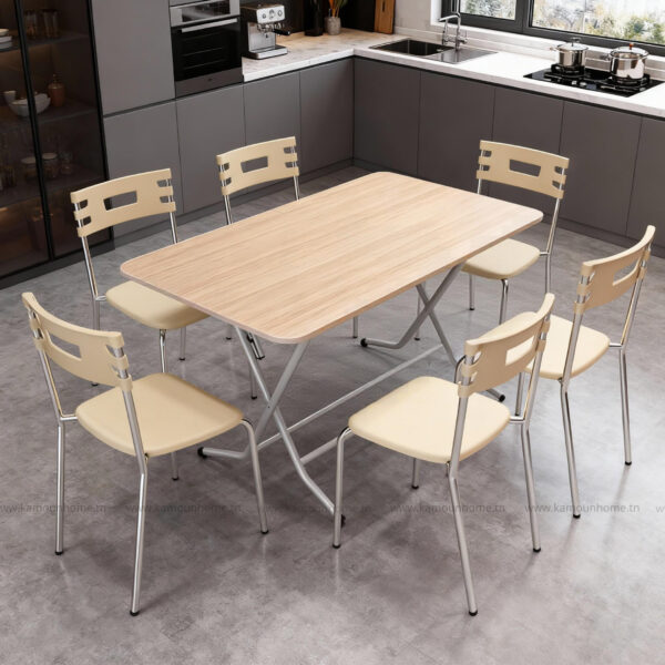 PACK TABLE PLIANTE OVALE 146*94 PVC CHENE BRUT + 6 CHAISE CITY GREGE