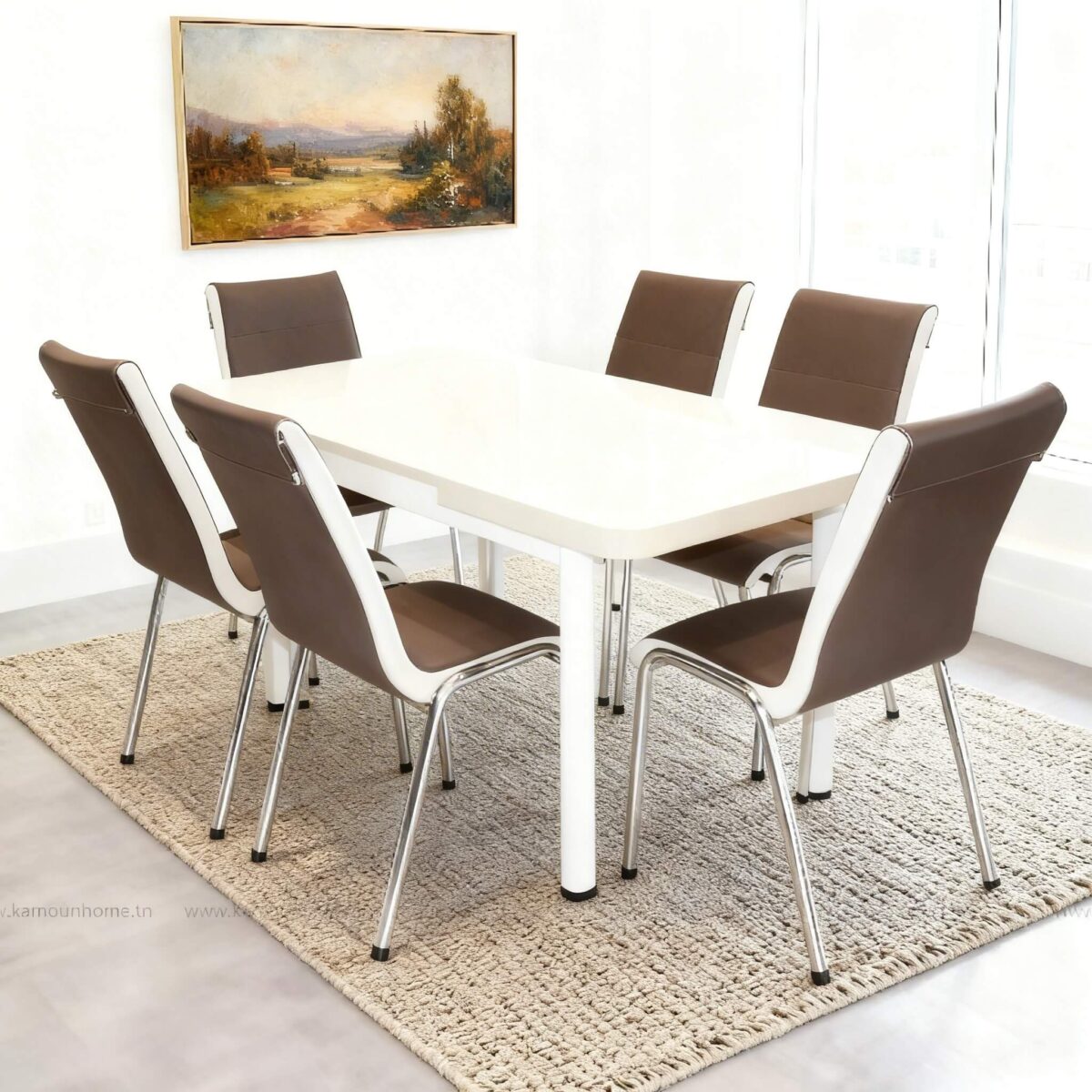 PACK TABLE TULIPE TAUPE +6 CHAISES INFINITY TAUPE – Image 1
